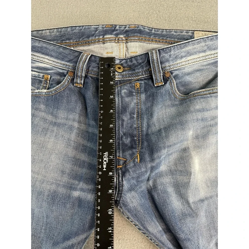 Diesel Safado Jeans Mens 33x34 Medium Wash Blue Slim Straight Distressed Denim